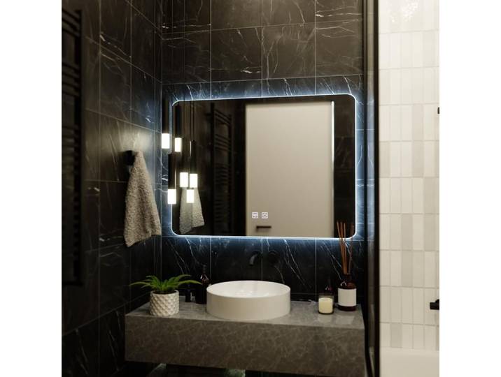 Miroir de Salle de Bain Alessandro Design Rectangulaire 80x60 Desembuage Gradable Lumiere Froide