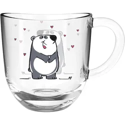 6er-Set Leonardo Henkelbecher Bambini - Panda 280 ml Glas Bunt