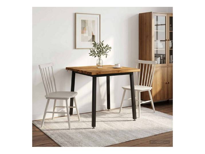 furnicato Esstisch Echtholz 70x70x75 cm Natur und Schwarz (1-St), Verstellbare Füße für deinen quadratischen Küchentisch im Wohnraum