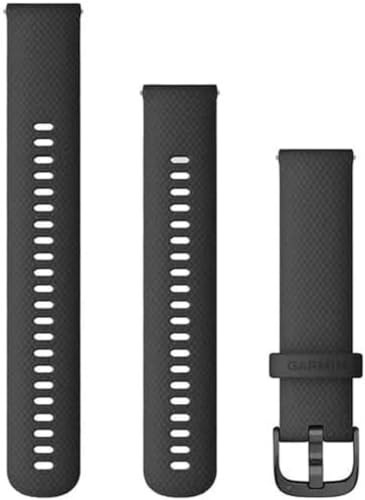 Garmin Quick Release Silicone Bandje 20mm - Black with Slate Hardware - Geschikt voor Forerunner, Venu, vívomove, vívoactive en Approach smartwatches