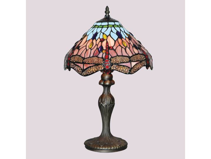 Tiffany tafellamp Dragonfly, brons / oud-messing, Woon-/ Eetkamer, metaal, Tiffany, tafellamp