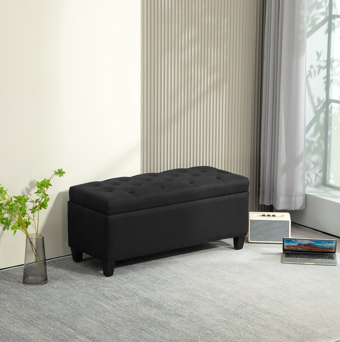 MODFU Zitbank met opbergruimte - Zwart - Polyester