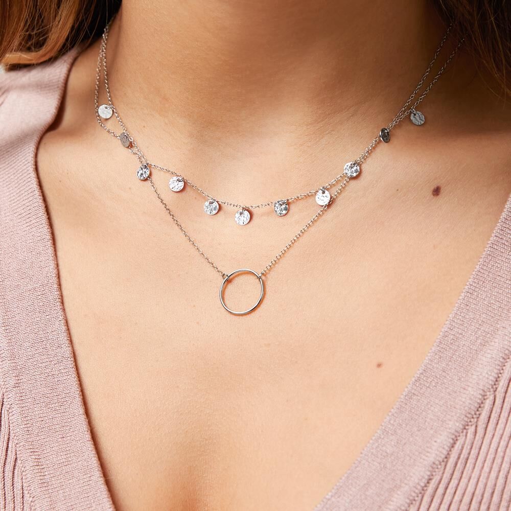 lanii 925er Silber Kette mit runden Anhängern silber