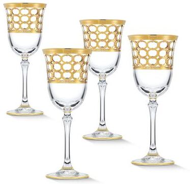 Lorren home Trends Infinity Gold Ring White Wine Goblet, Set of 4