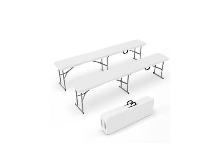 Bancs de Jardin Pliables 180 cm Lot de 2 - VINGLI - Banc Exterieur Jardin en Plastique - Pour Camping ＆ Fête ＆ Pique-Nique