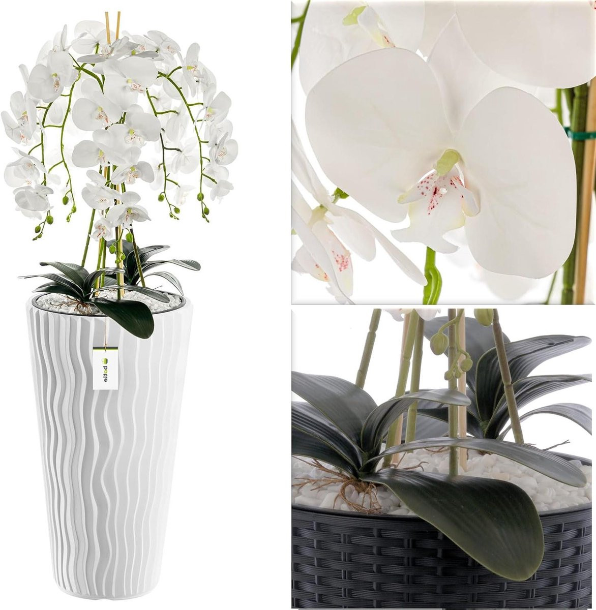 Kunstorchidee Boeket Wit - Kunstplant Decoratie - Hoogte: 115 cm