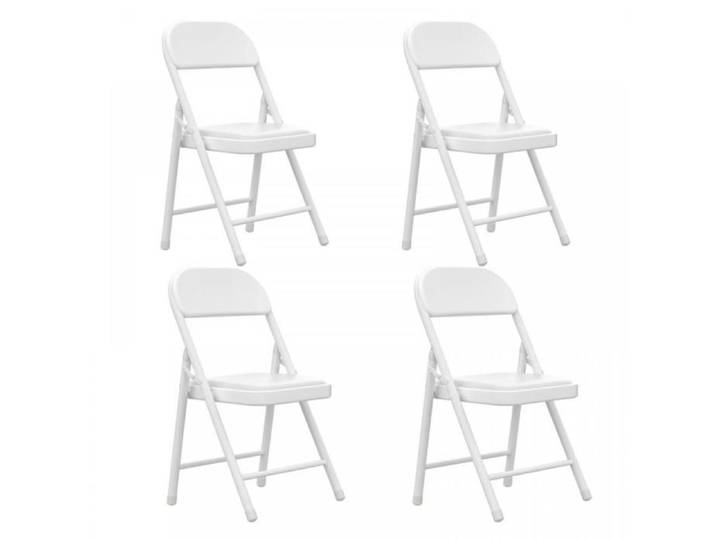 Lot 4 Chaise Pliante Salle a Manger Chaise Camping Pliante Confortable avec Assise Rembourrée en Simili Cuir Blanc