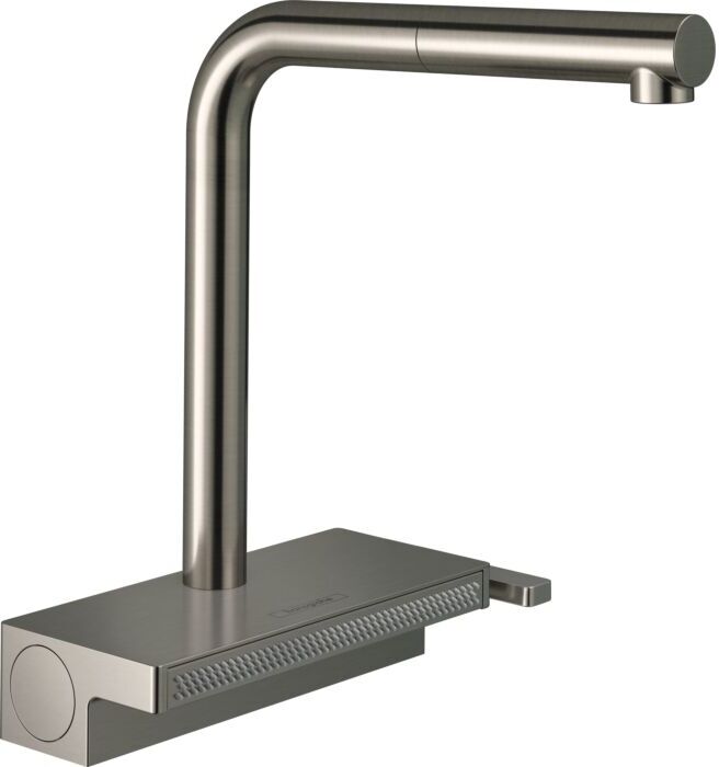 Hansgrohe Aquno Select M81 Küchenarmatur 73830800 Edelstahl Finish, mit Ausziehbrause, 2jet, sBox
