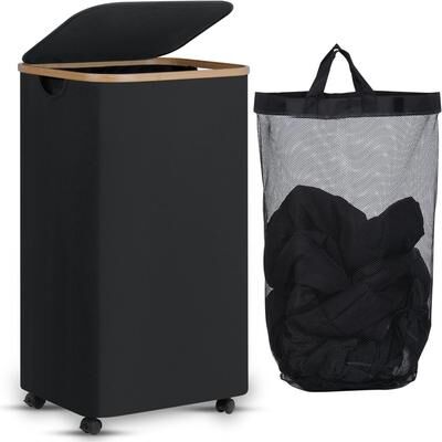 No "Laundry Hamper with Wheels Rolling Laundry Basket - 17.3""L x 13""W x 29.5""H"