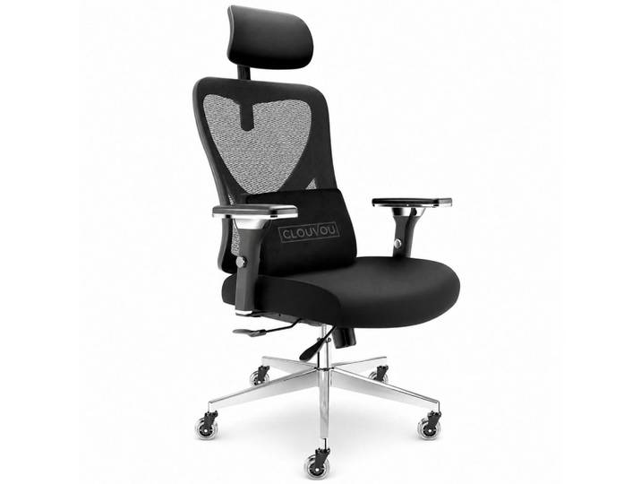 Clouvou Bürostuhl CleverSeat Schwarz, Metall, Kunststoff, Füllung: Schaumstoff,Schaumstoff, Formgebogen, 70x134x70 cm, Büromöbel, Bürostühle, Drehstühle
