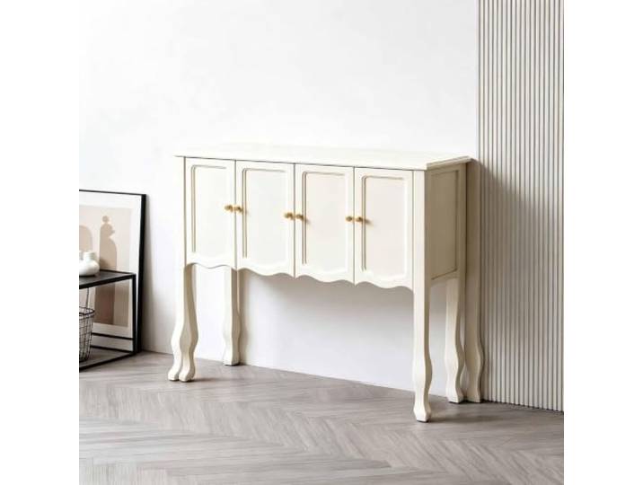 KAFHGEIN Konsolentisch Schmal aus Massivholz mit Aufbewahrungsschrank Konsolentisch aus Massivholz mit Aufbewahrungsschrank und platzsparendem Design für Flur, Eingangsbereich, Eingang und Foyer
