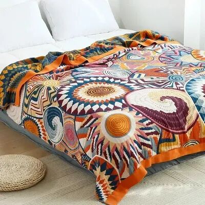 Shop Station Nordic Cotton Gauze Throw Blanket Soft Boho Sofa & Bedspread For All Season Comfort d 59.1 78.7 In