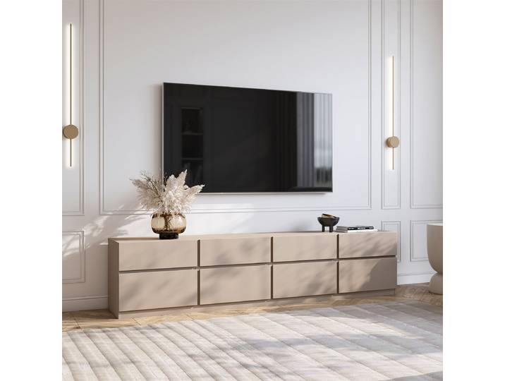 Meuble TV Panneau de particules revêtu Beige/Marron/Taupe 225cm