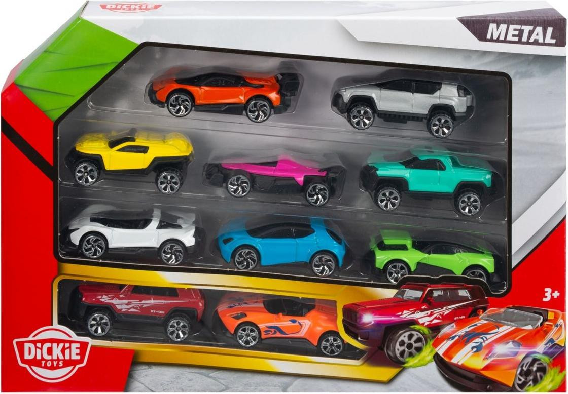 Dickie Toys Go Action Play & Store Set van 10 Metalen Speelgoedvoertuigen