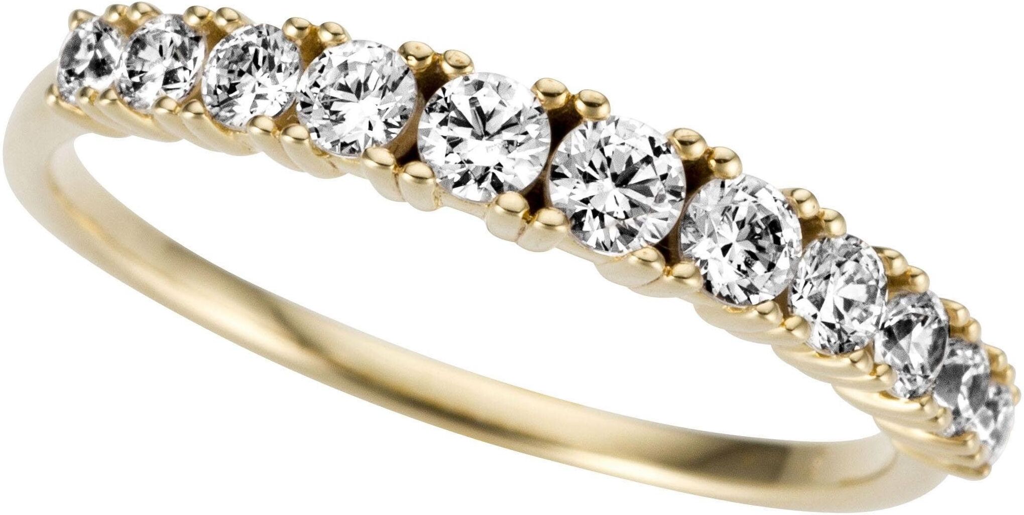 Goldring FIRETTI "Schmuck Geschenk Gold 333 Damenring Goldring" Gr. 19, gold (gelbgoldfarben, kristallweiß), Fingerringe, Damen, 19, Gelbgold 333, 3mm, Goldring, mit Zirkonia (synth.)