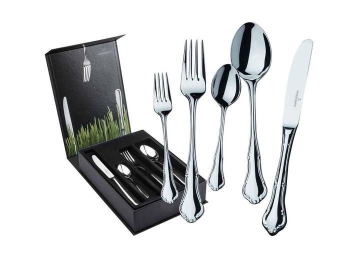 Picard & Wielpütz Tafelbesteck Inkl. Besteckbox Palazzo silber 30-tlg., Silberfarben, Metall, Besteck, Besteck-Sets
