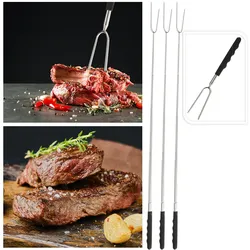 3er-Set Grillgabel mit Teleskopgriff - Schutz vor Hitze & Glut, ideal für Würstchen, Steaks, Marshmallows - Edelstahl, 72 cm, Lagerfeuergabel