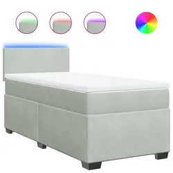 vidaXL Boxspringbett mit Matratze Hellgrau 90x190 cm Samt