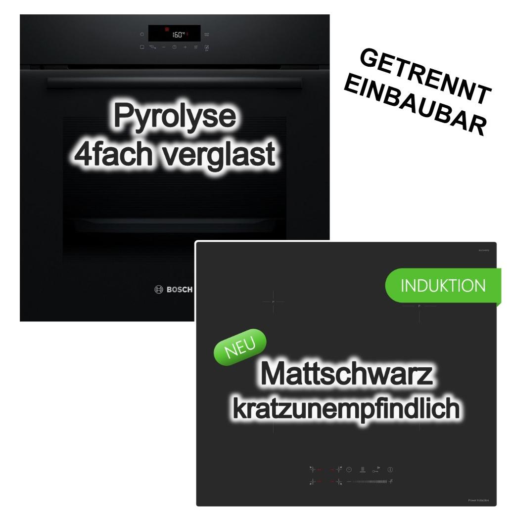 HERDSET Bosch 3D Heißluft Pyrolyse AutoPilot + keenberk PREMIUM Induktionskochfeld MattBlack