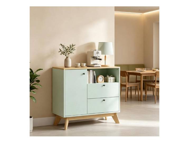 Fine Life Pro Sideboard Buffet-Salon mit 1 Tür, 2 Schubladen, offenem Fach