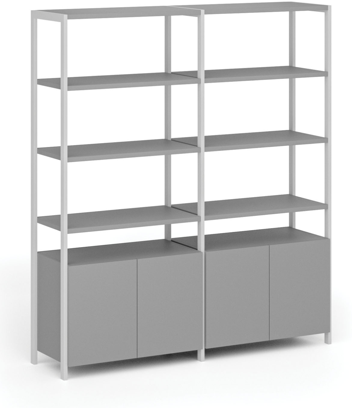 B2B Partner HOME OFFICE Doppelregalwand mit Schrank mit Tür, weiß/grau