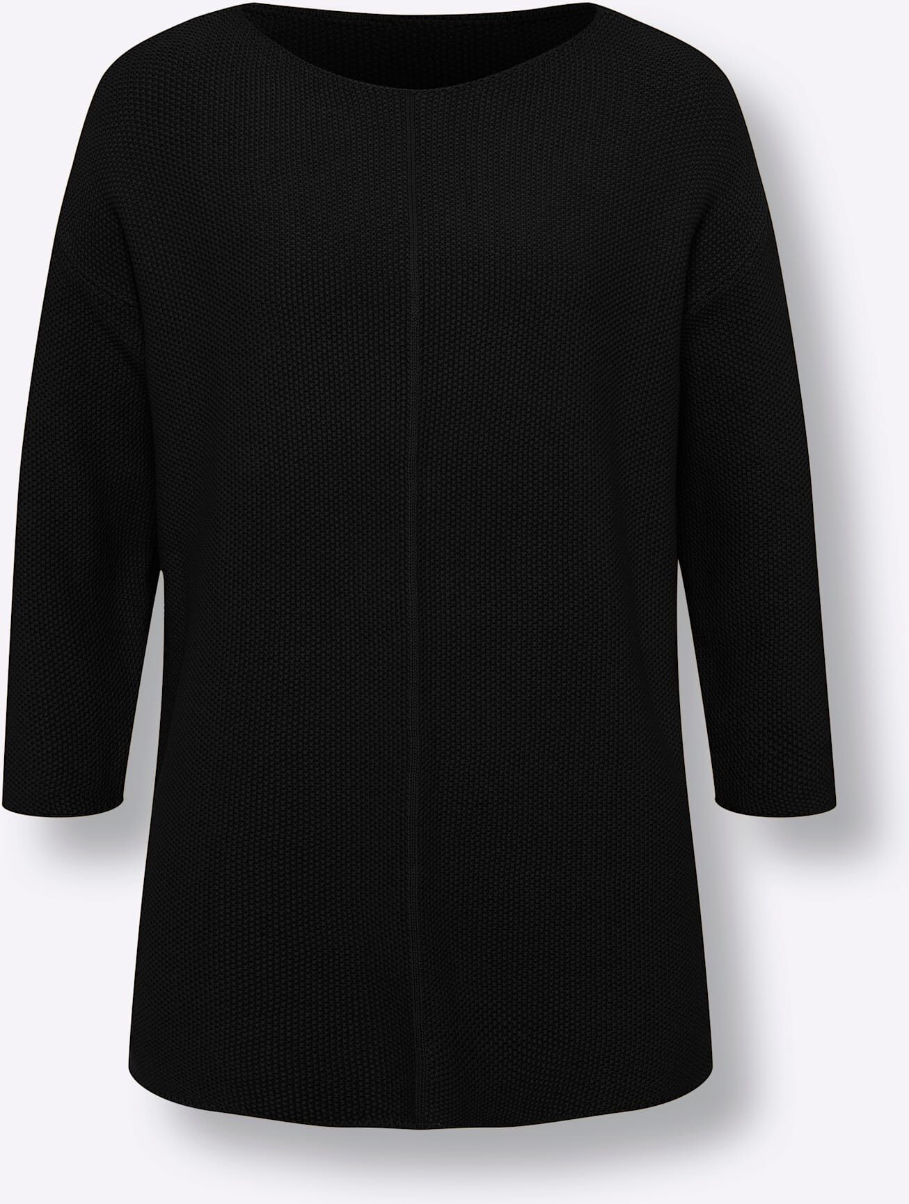 Strickpullover HEINE "Oversized Pullover", Damen, Gr. 44/46, schwarz, 100% Baumwolle, unifarben, Pullover Strickpullover schwarz 44/46