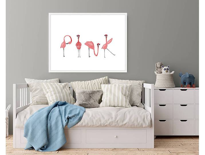 Tableau déco Flamingos 63 x 83cm Multicolore