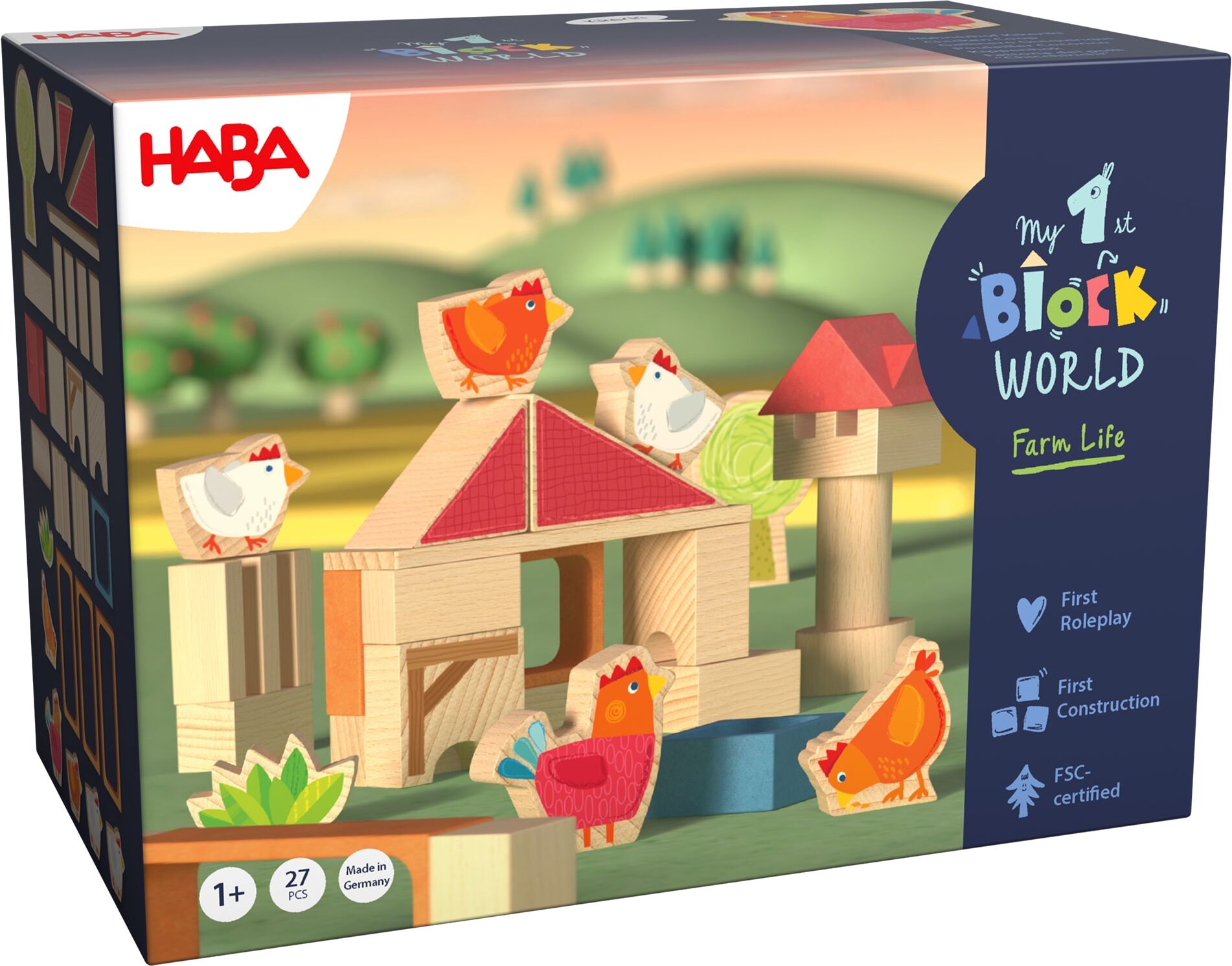 Spielbausteine HABA "Meine erste Bausteinwelt – Hühnerhof Kikeriki", bunt, Spielbausteine, Kinder, Made in Germany