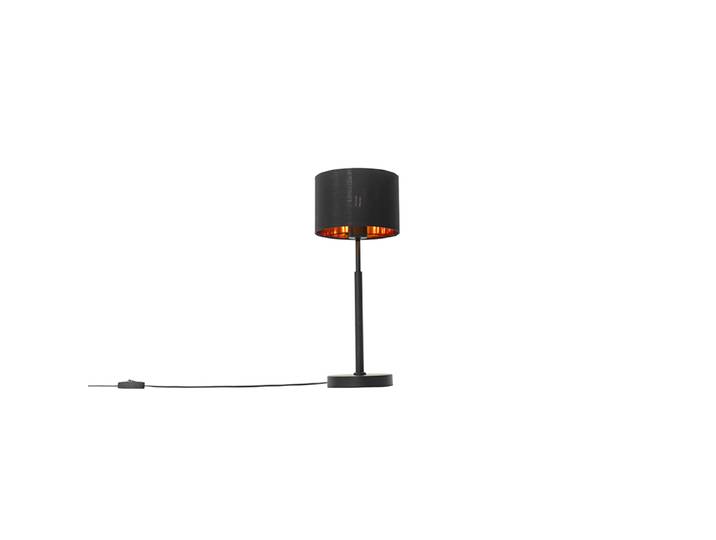 Lampe de table moderne abat-jour en tissu noir avec or - VT 1