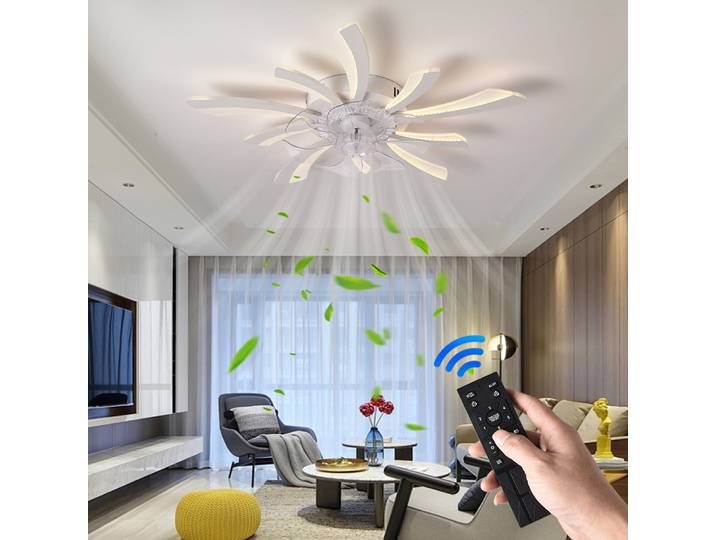 Ventilateur de plafond à intensité variable avec lumière et télécommande, ventilateur de plafond monté avec lumières LED, APP et télécommande, moderne,