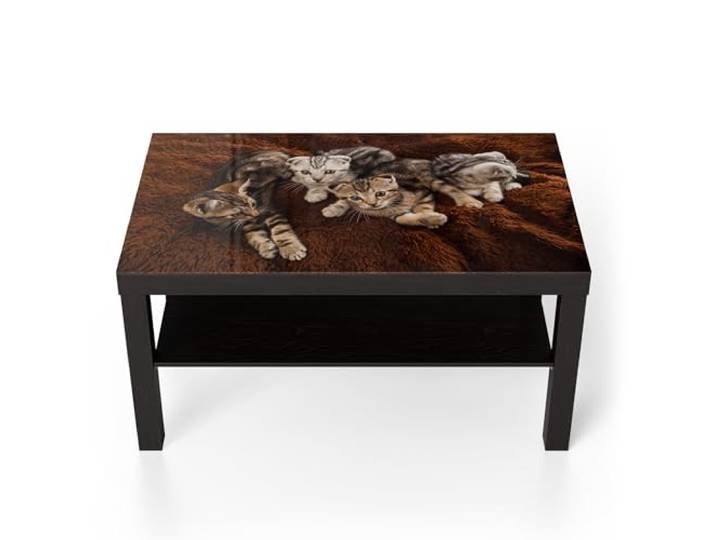 DEQORI Glastisch schwarz groß 90x50 cm Motiv Kätzchenkomfortzone ausgefallener Beistelltisch aus Glas Hochglanz Couchtisch fürs Wohnzimmer moderner Couch Tisch mit Design
