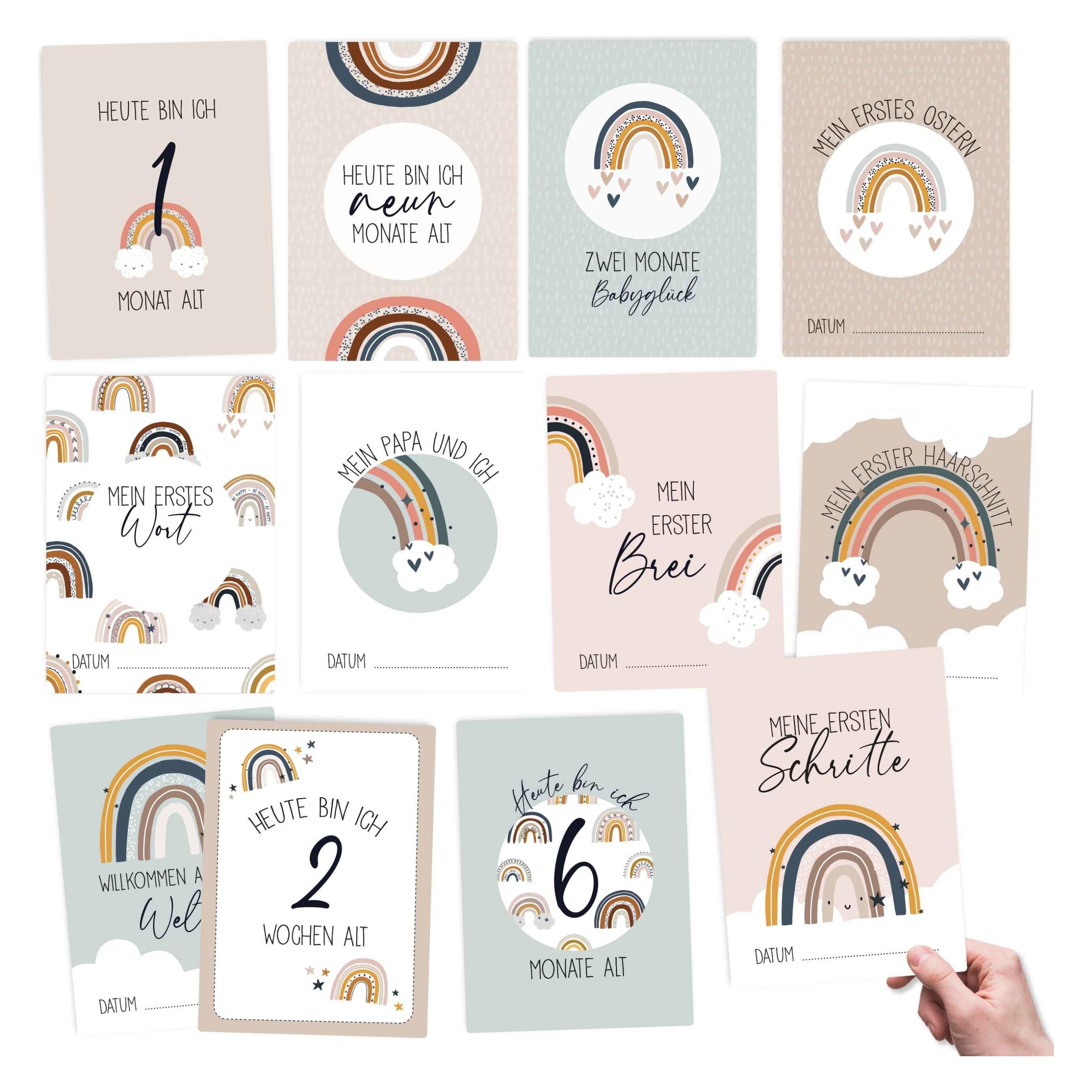Papierdrachen Baby Glückwunschkarten - Regenbogen (6 Stk.) (72713896)