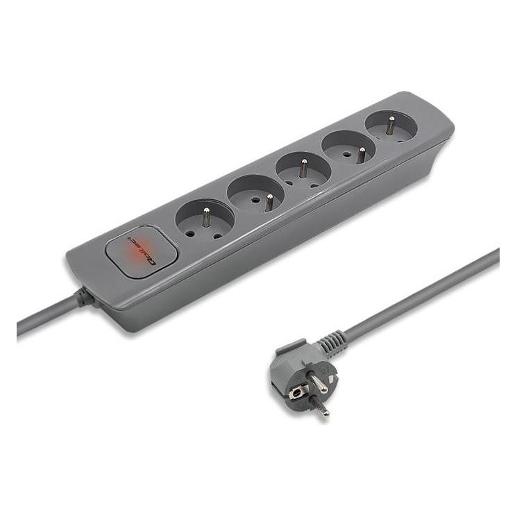 Qoltec 50275 power extension 5 AC outlet(s) Indoor Grey (5x, CEE 7/5, 1.80 m) (50275)