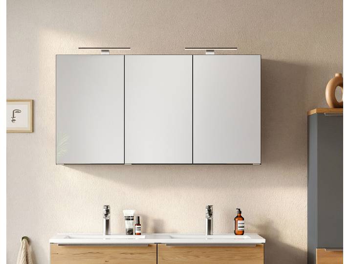 Beleuchteter Spiegelschrank 120 x 64 x 20cm Grau/Grau