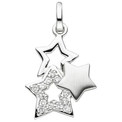 Sternanhänger JOBO "Anhänger Sterne", silber (silber 925), Schmuckanhänger, Damen, Silber 925 (Sterlingsilber), 925 Silber mit Zirkonia