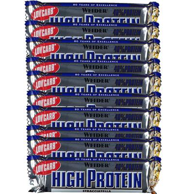 Weider 40 % High Protein Low Carb, Stracciatella, Riegel 10x50 g