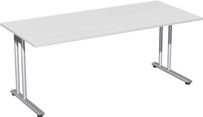 Schreibtisch PALENQUE, C-Fuß, Rechteck, B 1800 x T 800 x H 720 mm, lichtgrau