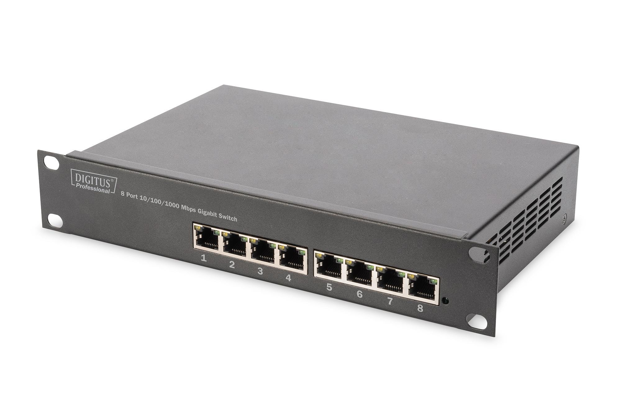 DIGITUS 10 Zoll 8-Port Rackmount GB Ethernet Switch DN-80114