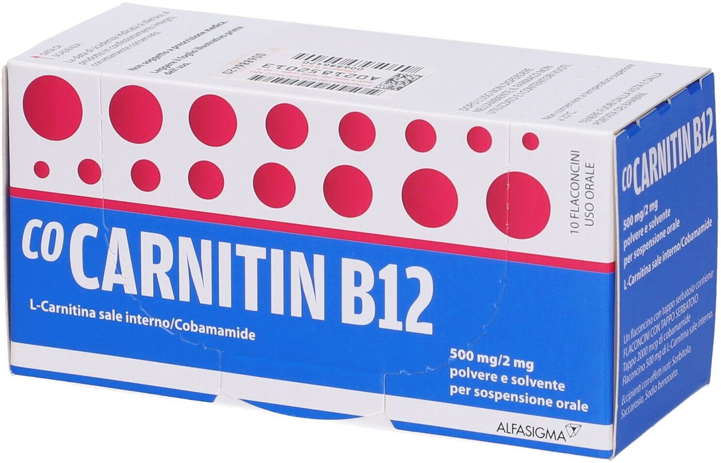 ALFASIGMA SpA Alfasigma CoCarnitin B12 Medicinale con Carnitina e Vitamina B12 per Convalescenza e Debilitazione, 10 Flaconi