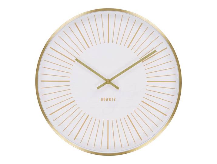 Wanduhr Takamaka, Goldfarben, Metall, 40x40x4 cm, leises Uhrwerk, Dekoration, Uhren, Wanduhren
