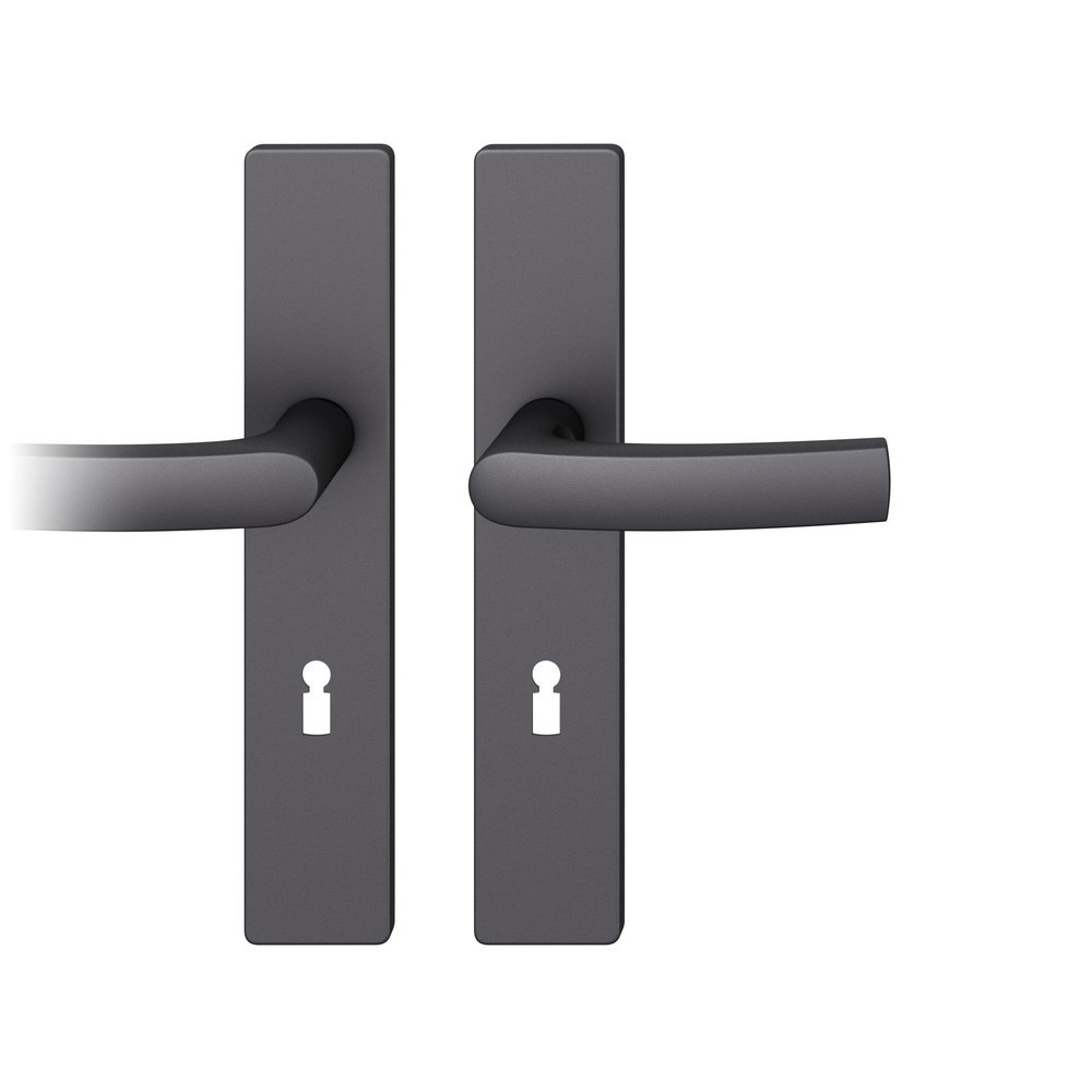 FSB Drückergarnitur 12 1015, Langschild, eckig, Buntbart gelocht, Entfernung 72mm, Vierkant 8mm, DIN Links-Rechts, Türstärke 39 - 58mm, mit Stütznocken, schwarz gestrahlt, Adapter-Standardlager 0 12 1015 02102 0810