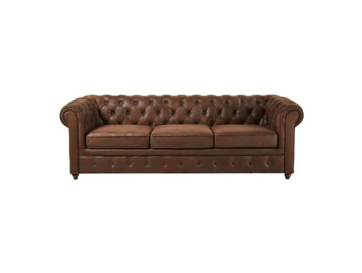 Braunes, dreisitziges, gestepptes Schlafsofa