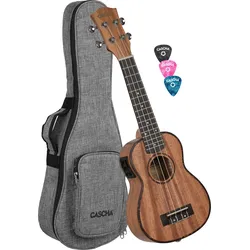 Cascha Premium Sopran Mahagoni Ukulele Set mit Tonabnehmer