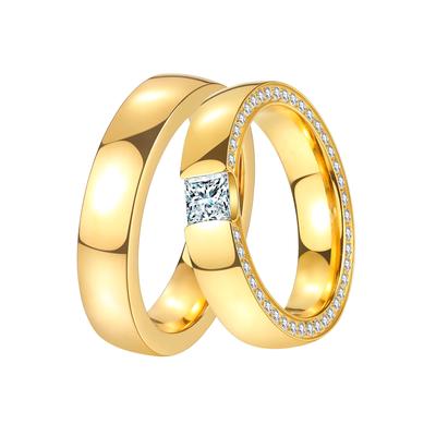 Trauring DOOSTI "Schmuck Geschenk Edelstahl Trauring Ehering Partnerring LIEBE" Gr. 58, gold (gelbgoldfarben), Fingerringe, Damen, 58,mit Zirkonia, Edelstahl, 5mm, Trauring, wahlweise mit oder ohne Zirkonia
