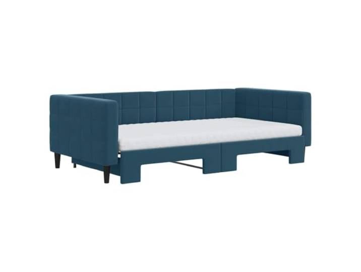 KTHLBRH Ausziehbares Schlafsofa Blau Samt 100 x 200 cm 2-in-1, Gestell aus Holz und Metall, 2 Schaumstoffmatratzen, modernes Design
