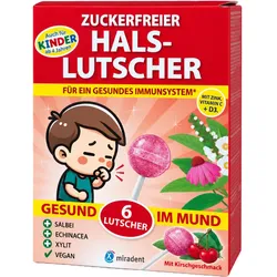 Miradent Halslutscher Kirsche Zuckerfrei 6 ST