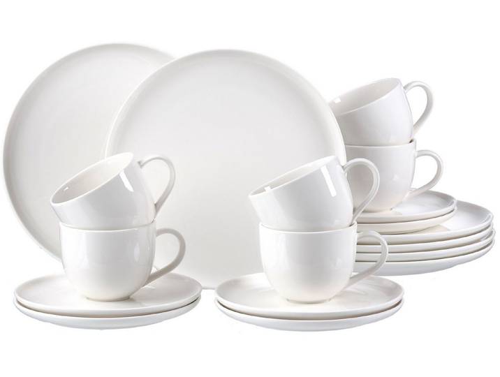Ritzenhoff & Breker Kaffeeservice Geschirr-Set, Service Skagen (18-tlg), 6 Personen, Porzellan, im Scandic Style, 18 Teile, für 6 Personen
