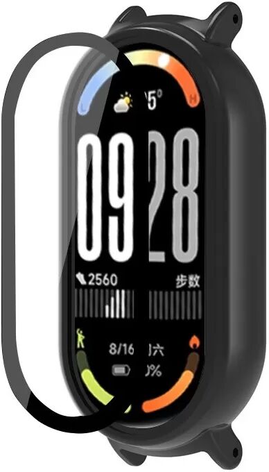 INF Schwarzes Gehäuse kompatibel mit Xiaomi Mi Band 10 Keramik Edition - PC + H9 Displayschutzfolie