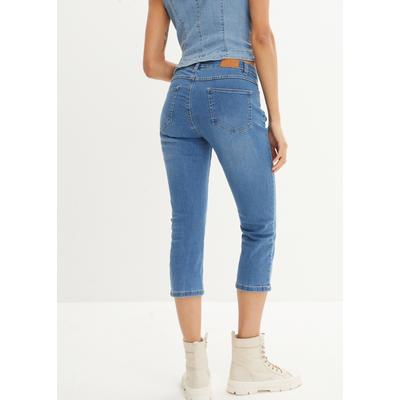 7/8-Jeans BONPRIX, Damen, Gr. 54, N-Gr, blau (hellblau used), Denim/Jeans, Obermaterial: 95% Baumwolle, 4% Polyester, 1% Elasthan, slim fit 7/8-Länge, Jeans, Slim fit Passform, schmale Beinform, 7/8-Länge