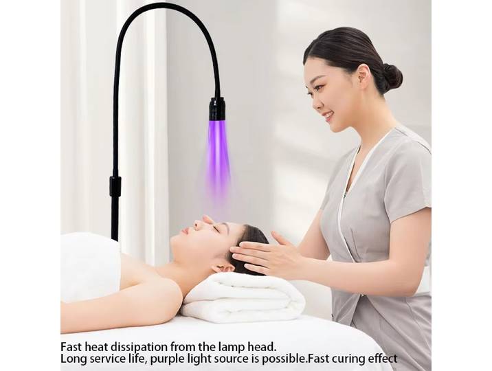 Lampe UV LED 12W pour extension de cils, lampe de sol pour séchage de gel, pour salon de beauté, avec interrupteur au pied, support réglable, projecteur d'angle